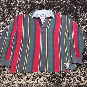 Vintage BD Baggies Striped Rugby Shirt Mens Medium Long Sleeve Preppy Cotton